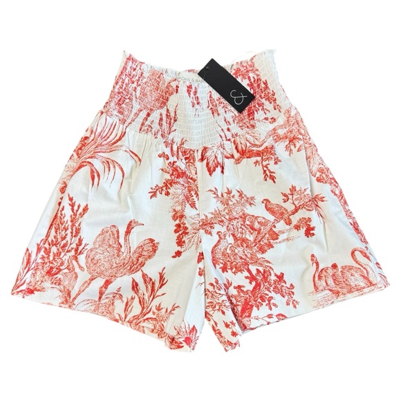 Sachin + Babi Vivi Red Toile Shorts XS, S, M Smocked High Waist 100% Cotton NWT - Picture 5 of 9